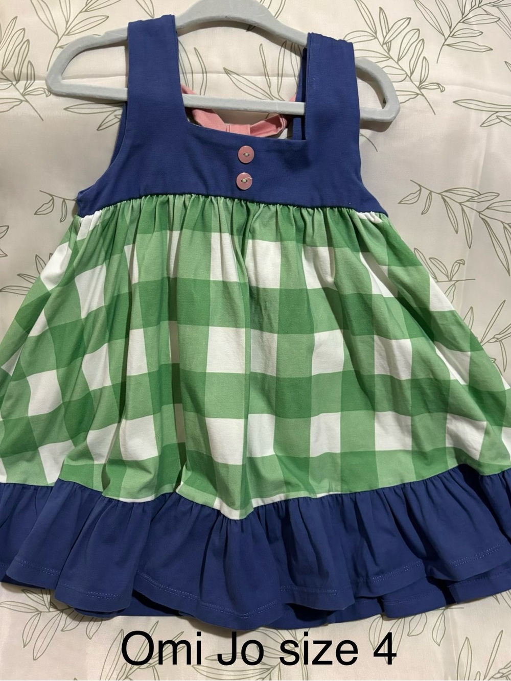 Well Dressed Wolf Blue and Green Gingham Girls' Dress